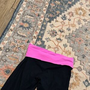 Black Leggings with Pink Waistband
